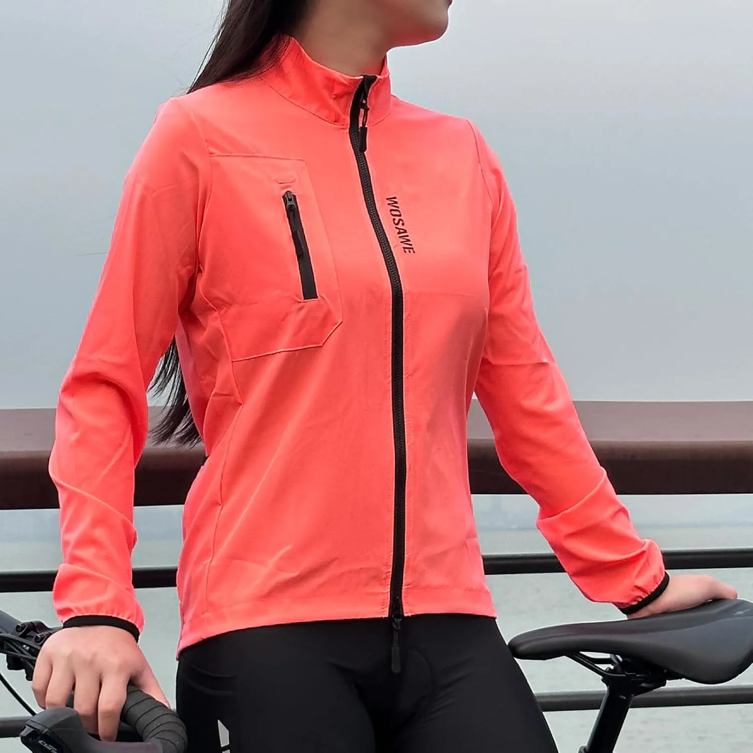 WOSAWE Women's Cycling Jacket Lightweight Breathable Mountain Bike Tops Running Sports Coat